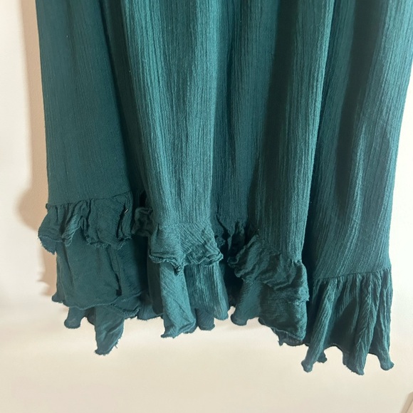 Free People GREEN Adella slip dress - lace, cross back, ruffle - Picture 4 of 5